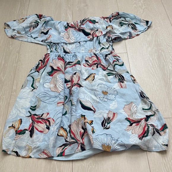 3/$10 cupcakes & cashmere Off The Shoulder Floral Dress in Light Blue and Pink - Picture 8 of 8